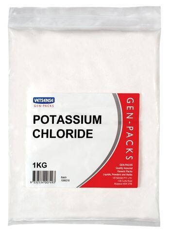 Vetsense Gen Packs Potassium Chloride  -  1 kg , 2 kg or 5 kg