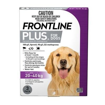 Frontline Plus Dog 20 kg - 40 kg Large - 3 pack & 6 Pack