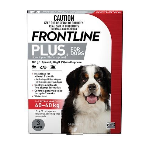 Frontline Plus Dog 40-60kg X/Large  -  3 pack & 6 Pack