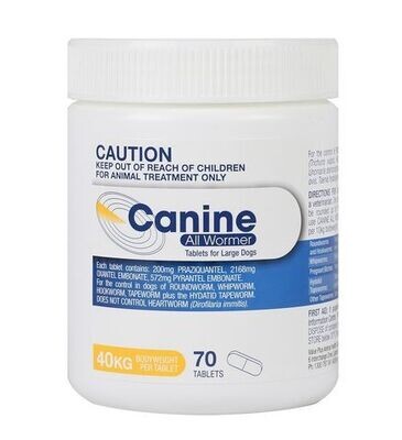 Value Plus Canine All Wormer  40 kg  -   40 tablets