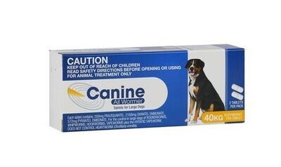 Value Plus Canine All Wormer 40 kg - 2 tablets or 40 tablets