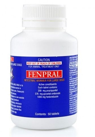 Fenpral Intestinal Allwormer for Large Dogs 40 kg  -  50 tablets