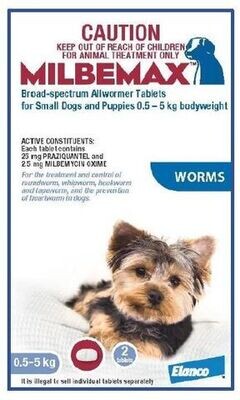 Milbemax Broad Spectrum Wormer for Dogs 0.5 kg - 5 kg or 5 kg - 25 kg