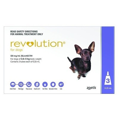 Revolution for Dogs 2.6 kg - 5 kg - 3 pack or 6 pack