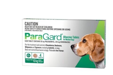 Paragard Allwormer Dog  5 kg  - 10 kg  -  4 tablets