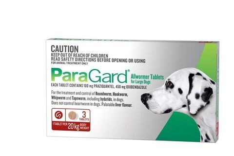 Paragard Allwormer Dog   10 kg - 20 kg -  3 tablets