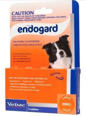 Endogard Palatable Allwormer for Large Dogs 10 kg - 20 kg - 3 tablets