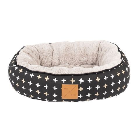 Mog & Bone Four Seasons Reversible Circular Beds  Large - Oatmeal Stripe & Pitch Triangle or Oatmeal Medium Cross
