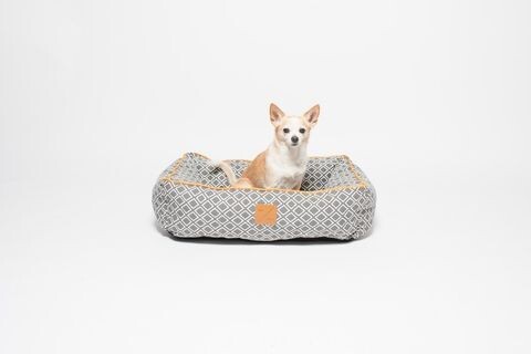 Mog & Bone Bolster Bed - Grey Ikat  Small or Large