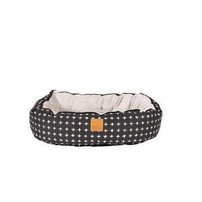 Mog & Bone 4 Seasons Reversible Circular Dog Bed Black Cross - Medium , Large or X Large