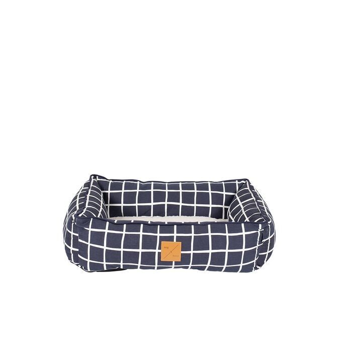 Mog & Bone Bolster Bed - Navy Check  Small or Large