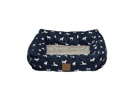 Mog & Bone Bolster Dog Bed Blue Dog  -  Small or Large