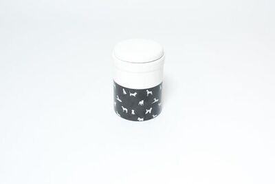 Mog & Bone Ceramic Treat Canister 1.5 litres - Navy Ikat , Grey Ikat , Oatmeal , Black Dog , Pitch Triangle , Oatmeal Cross ,