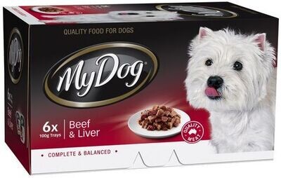 MY DOG Beef & Liver Trays Wet Dog Food - 6 x 100 gams