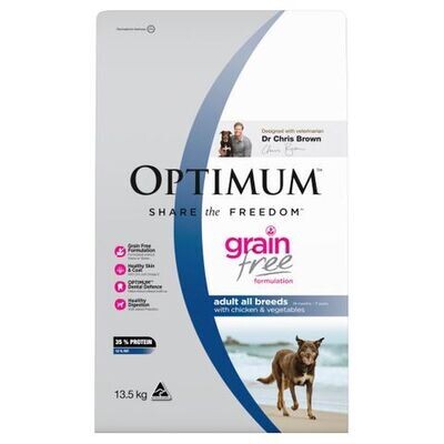 Optimum Adult Grain Free Chicken And Vegetables Dry Dog Food - 13.5 kg