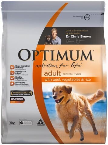 Optimum Dog Adult Beef  Vegetable & Rice  3 kg