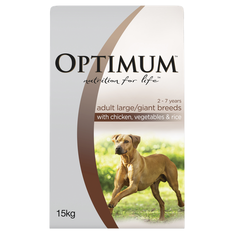 Optimum Adult Large Breed Dry Dog Food Chicken Vegetables & Rice  15 kg