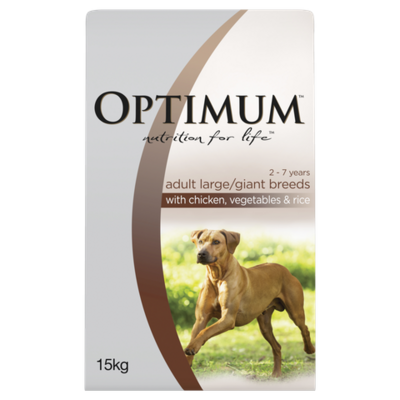 Optimum Adult Large Breed Dry Dog Food Chicken Vegetables & Rice  15 kg