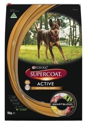 Supercoat Dry Dog Food Active Adult Beef  -  18 kg