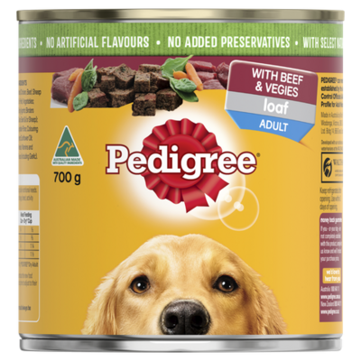 Pedigree Loaf with Beef & Vegies  -  700 grams x 12 cans