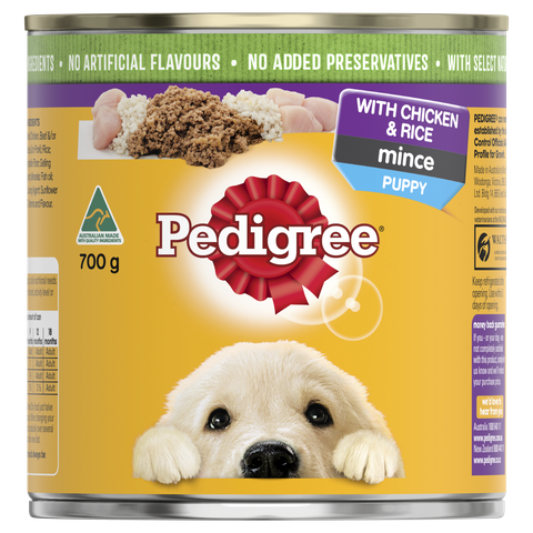 Pedigree Puppy Mince with Chicken & Rice  -  700 grams x 12 cans
