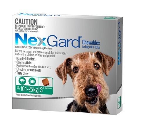 NexGard Chews For Dogs 10 kg - 25 kg  - 3 Chews or 6 Chews