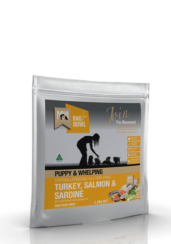 Meals for Mutts Puppy & Whepling  Turkey, Salmon and Sardine  -  2.5 kg , 9 kg or 20 kg