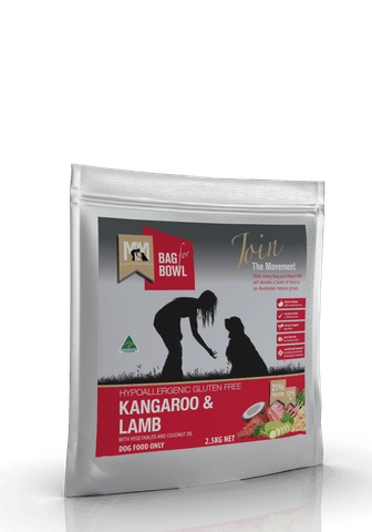 Meals for Mutt Adult Dog Kangaroo, Lamb Gluten Free  -  2.5 kg , 9 kg or 20 kg