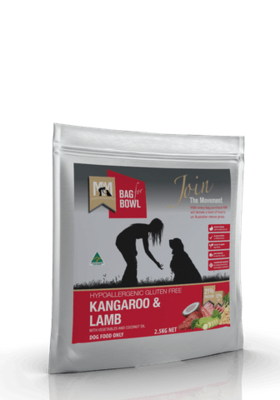 Meals for Mutt Adult Dog Kangaroo, Lamb Gluten Free  -  2.5 kg , 9 kg or 20 kg