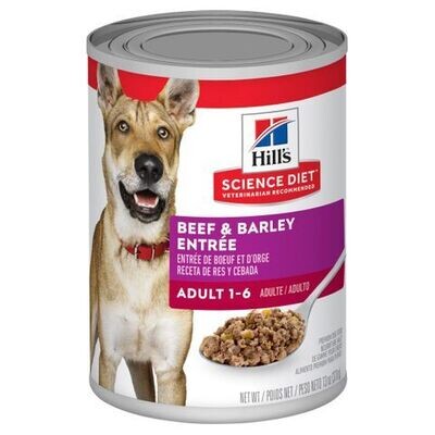 Hill's Science Diet Adult Beef & Barley Entrée Dog Food  -  370 grams x 12