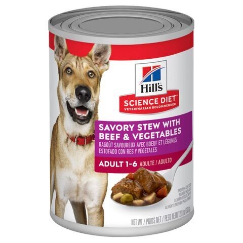 Hill's Science Diet Adult 7+ Savory Stew with Beef & Vegetables dog food  - 363 grams x 12