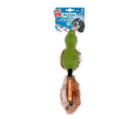 Gigwi Push to Mute Dog Toy Duck with Plush Tail  -  Green or Purple