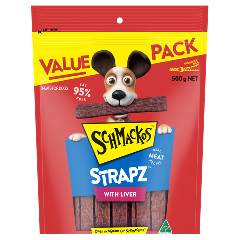 Schmackos Strapz Liver Dog Treats  -  200 grams or 500 grams