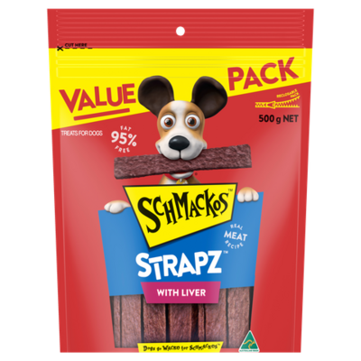 Schmackos Strapz Liver Dog Treats - 200 grams or 500 grams