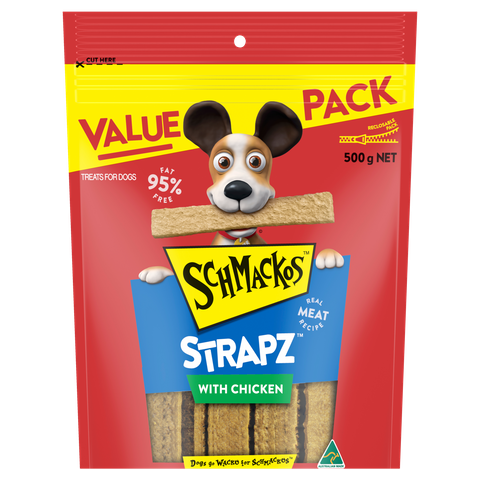 Schmackos Strapz Chicken Dog Treats  -  200 grams or 500 grams