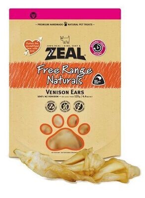 Zeal Free Range Natural Treats Venison Ears - 125 grams