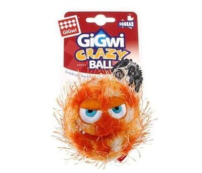 GIGwi Crazy Ball with Squeaker - Orange or Blue Green