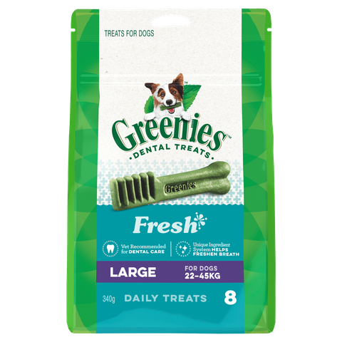Greenies Freshmint Flavour Large Dog Dental Treats 8 Pieces  -  340 grams