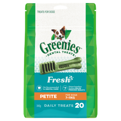 Greenies Freshmint Flavour Petite Dog Dental Treats 20 Pieces  -  340 grams