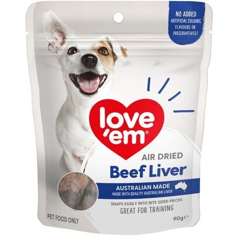Love Em Air Dried Beef Liver  -  90 grams or 200 grams