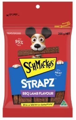 Schmackos Strapz BBQ Lamb Dog Treats  -  200 grams