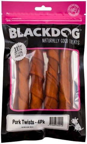 BlackDog Pork Twists  -  4 pack or 25 pack