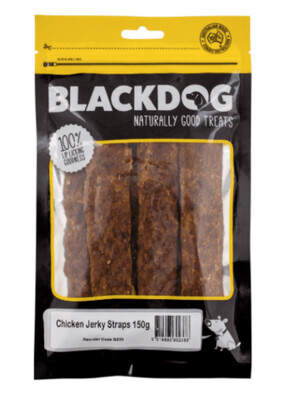 BlackDog Chicken Jerky Straps  - 150 grams  or  800 grams