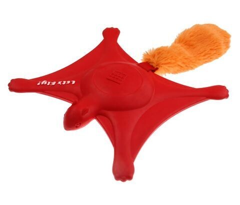 GiGwi Lets Fly Squirrel Squeak TPR  - Red or Purple