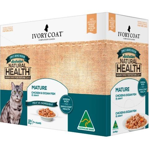 Ivory Coat Mature Cat Chicken Fish Gravy  -  12 x 85 grams