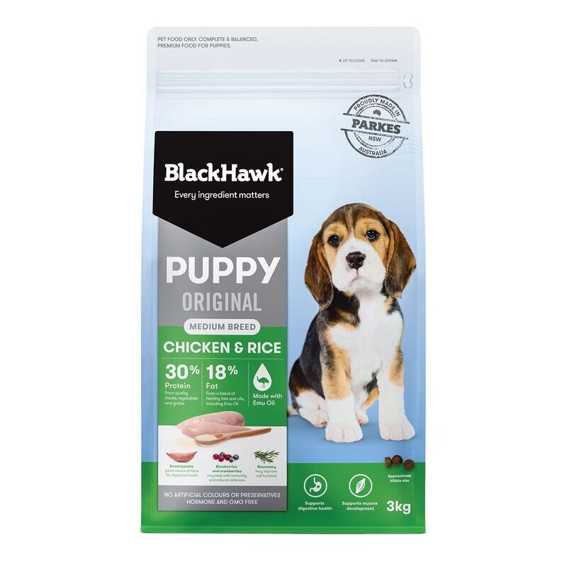 Black Hawk Puppy Medium Breed Chicken & Rice  - 3 kg , 10 kg & 20 kg