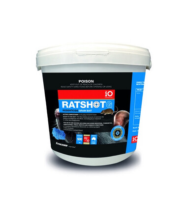 iO Ratshot Blue Grain Bait - Active: Difenacoum - 500 grams , 2 kg or 15 kg