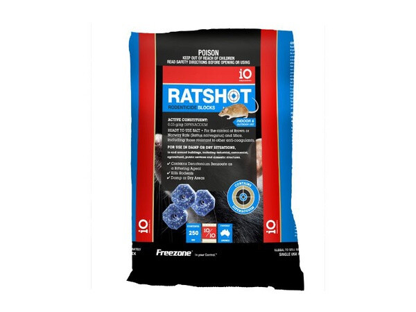 iO Ratshot Blocks 800gm BLUE Difenacoum  - 250 grams ,  800 grams , 2 kg or 8 kg
