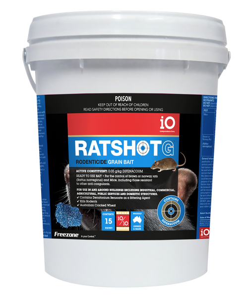 iO Ratshot Blue Grain Bait - Active: Difenacoum  -  15 kg