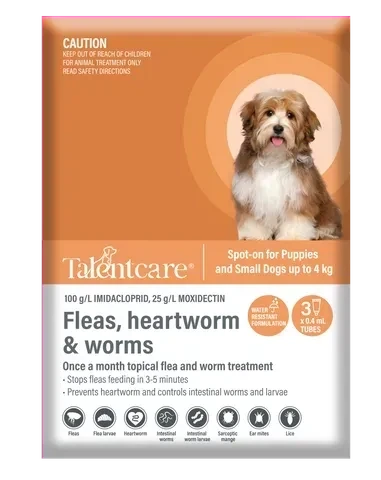 Talentcare® Spot-on for Puppies and Small Dogs up to 4 kg   3 pack